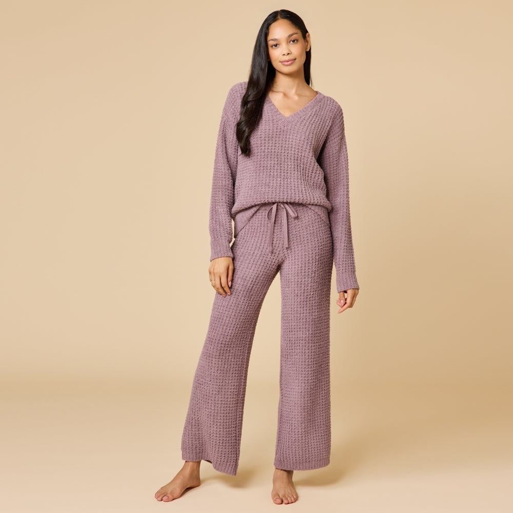 Softies Solid Marshmallow V-Neck With Long Pant Size Small